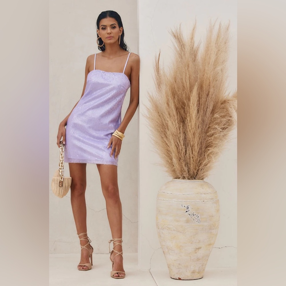 12th Tribe Emmy Lavender Sequin Mini Dress - Large